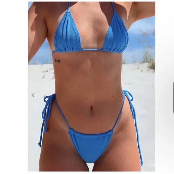 Gnash swim BNWT towelling string bikini top and bottoms size 2US/6AU - Picture 2 of 12